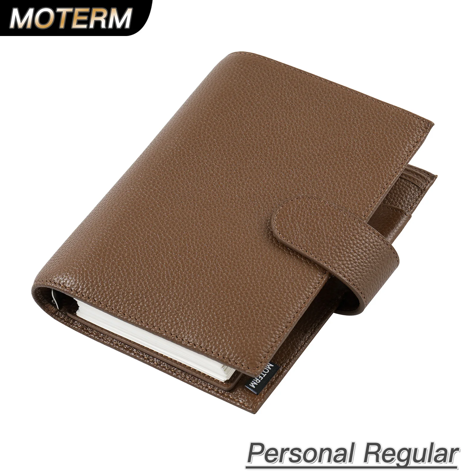 Moterm Regular 2.0 Series Personal Size Rings Planner Genuine Cowhide Pebbled Grain Notebook Organizer Journey Sketchbook Diary