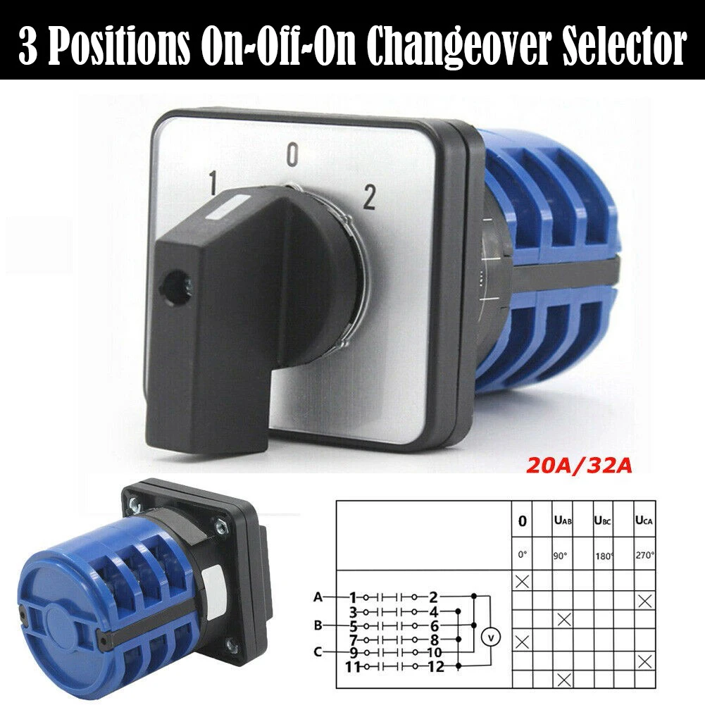 3 Positions Switch Changeover Switch For Industrial Applications 3 Phase Pole 6 Screw Terminals AC380V Voltage