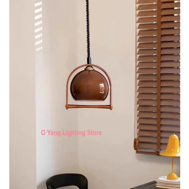 Wabi-sabi Style Sunrise Restaurant Pendant Modern Simple Creative Solid Wood Designer Scalable Glass Table Light Including Bulbs - view 4