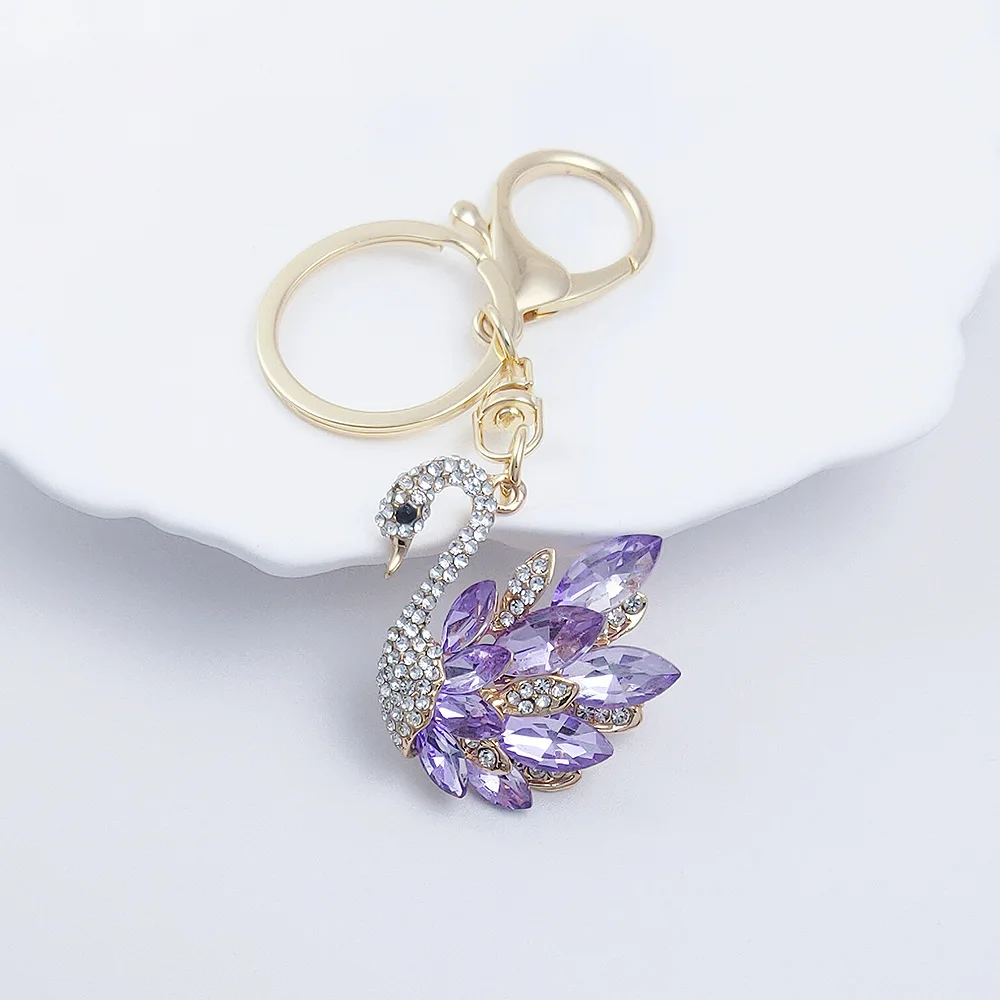 Rhinestone Purse Charm Keychain, Swan Bag Accessories Sparkling rhinestone bag charms for purses, keys, backpacks