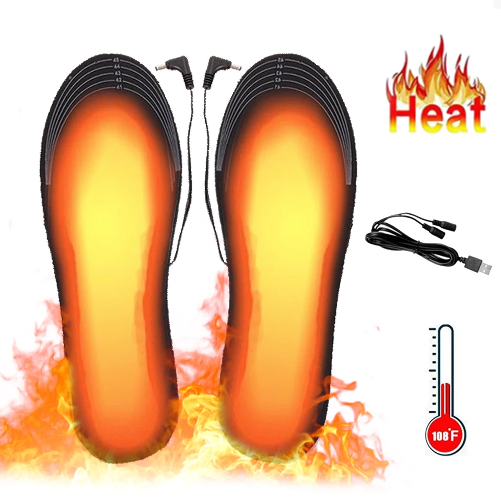 USB Heated Shoe Insoles Electric Foot Warming Pad Feet Warmer Sock Pad Mat Winter Outdoor Sports Heating Insole Winter Warm