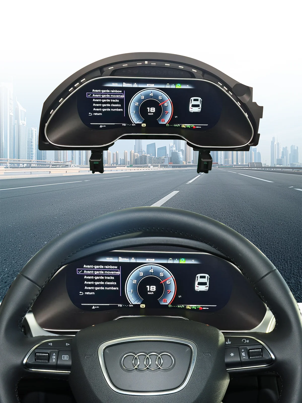 12,3 Zoll LCD Digitales Kombiinstrument für Audi Q7 Baujahre 2007-2015 Virtuelles Cockpit Instrumententafel Tachometer