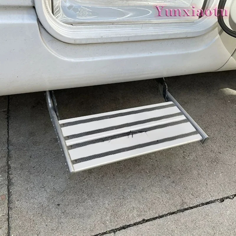 RV Single-layer Double-layer Electric Folding Step Trailer with Light Welcome Pedal Aluminum Alloy Manual Step