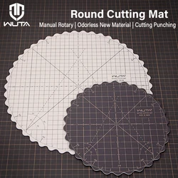WUTA Manual Rotating Cutting Mat Round New Fabric Circle Cutting Board Self Healing Craft Mat Pad Leather Craft Tools 8 /12 inch