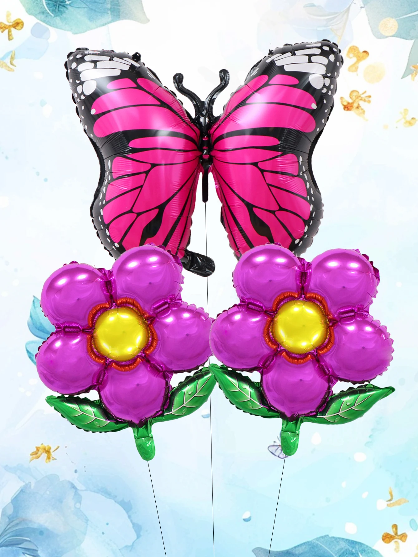 مجموعة بالونات الفراشة لتزيين الحفلات ، ورقة الشجر والزهور ، الزفاف وأعياد الميلاد ، 3 *