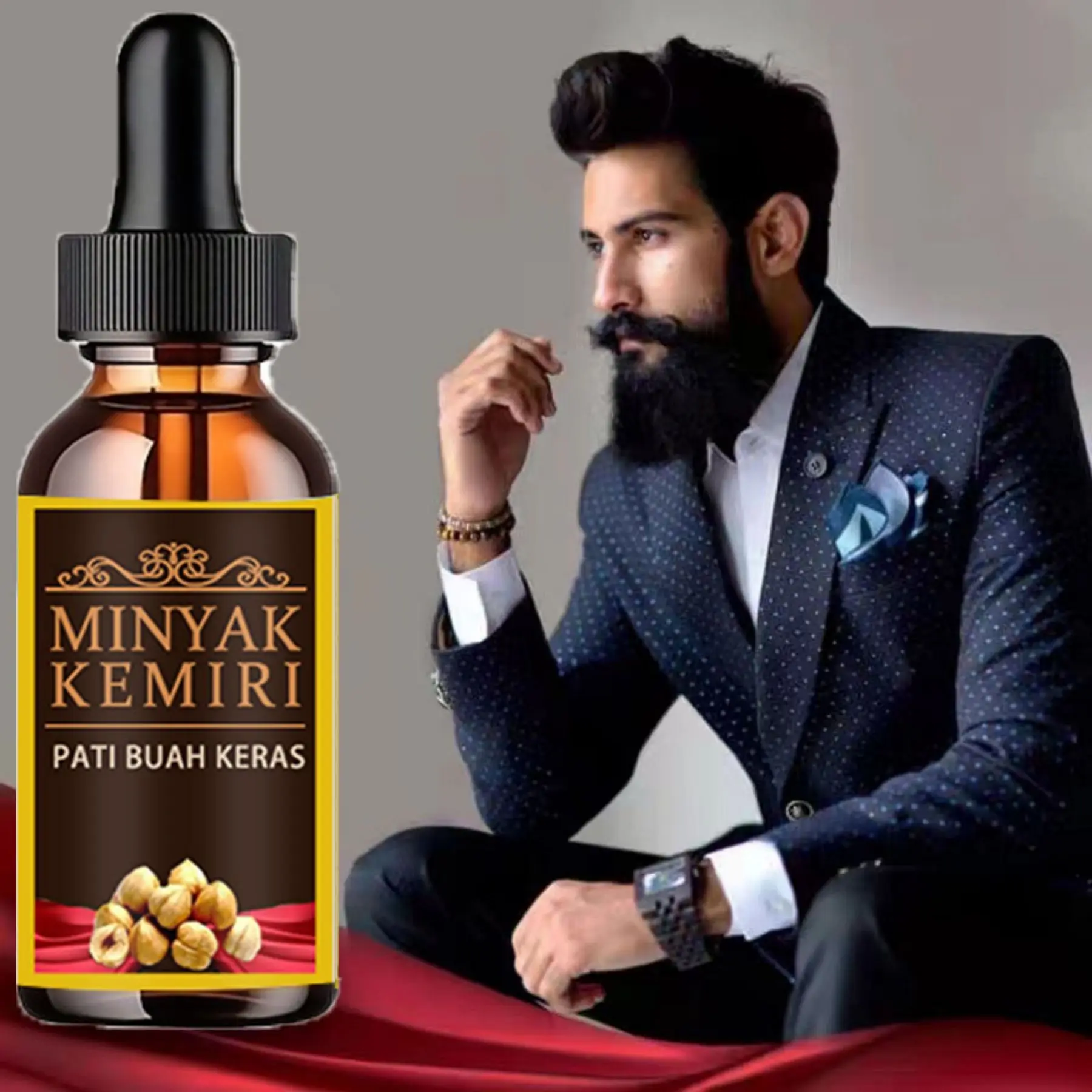 Men Grouth Hair Beard Growth Oil 100% Natural Hard Nut Oil Essence for Beard and Hair Products