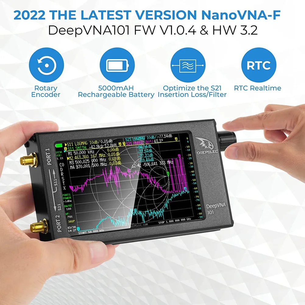 

NanoVNA-F FW V1.0.4 Vector Network Analyzer 10KHz-1.5GHz HF VHF UHF 4.3 Inch Antenna Analyzer Measuring S Parameters F