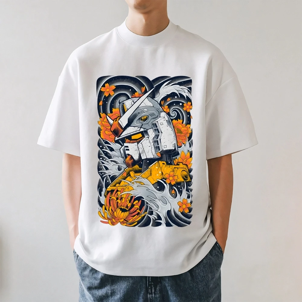 2026 Neues Gundam T-Shirt im japanischen Stil mit klassischem Aufdruck, kurzärmeliges T-Shirt für Herren und Damen, Herren-Oberteile, Harajuku
