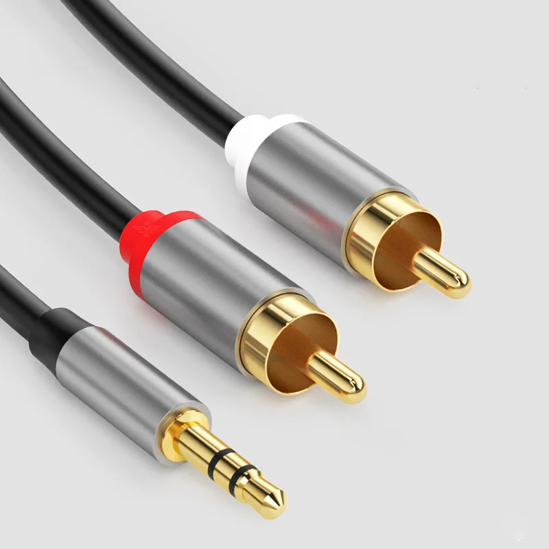 RCA Y Splitter Audio cable 3.5mm jack male 2RCV to 2rca male double lotus AUX RCA Jack For Amplifier Audio Home Wire J17