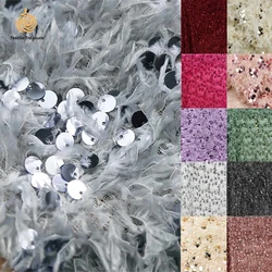 Pink white black red Feather fringe sequin Plush fabric wedding dress slip dress Handmade diy clothing luggage fashion fabric