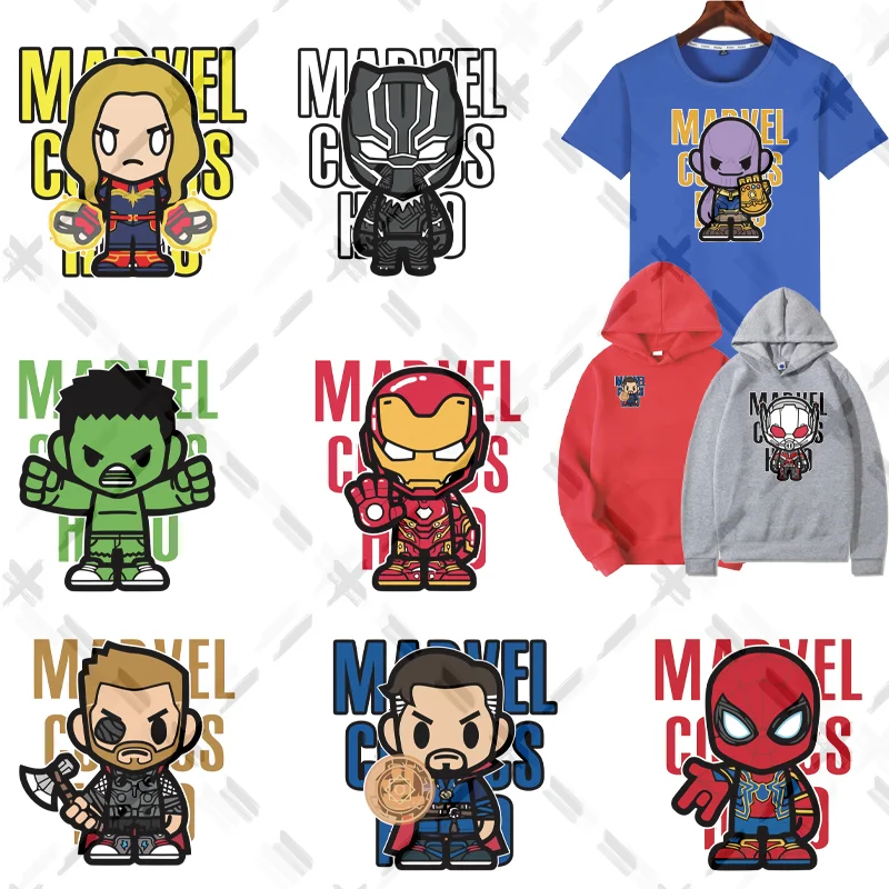 Marvel Anime Ironing Applications For Clothing Iron On Sticker Heat Adhesive Thermo Thermal Transfer Fusible Patches Child Gift