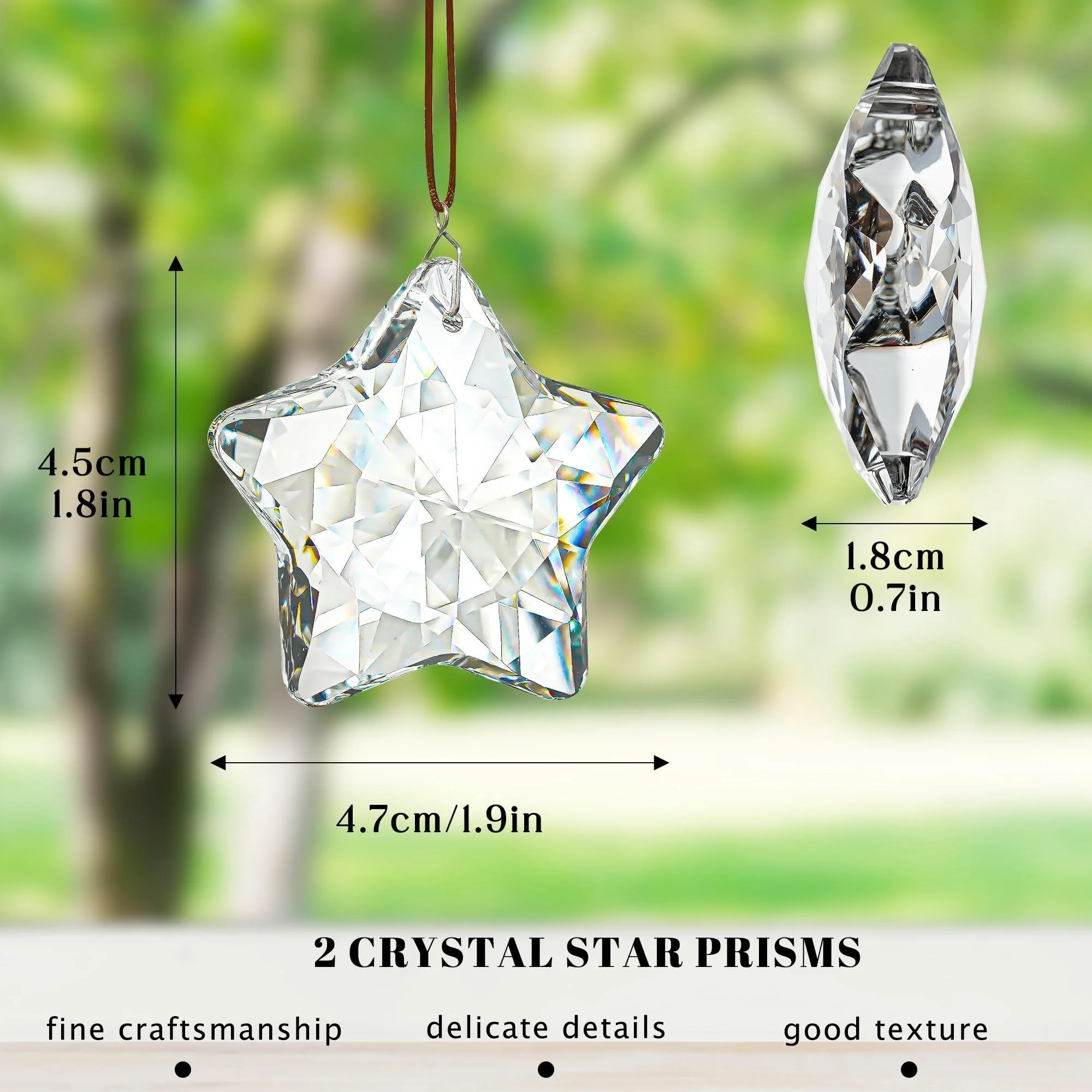 2 قطعة 2 بوصة كريستال الشمس الماسك بريزم نافذة ستار معلقة كريستال واضح معلقة كريستال للشرفة والثريا وديكور الحديقة #3