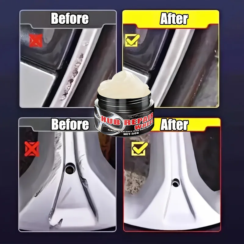 Creme reparador universal avançado do cubo da roda - remove arranhões e desbotar em rodas de alumínio e cromo, removedor de oxidação, ideal