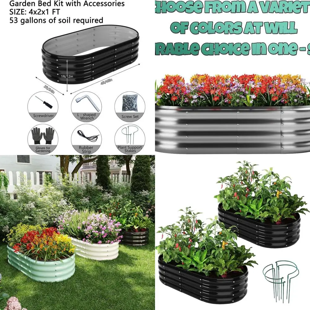 

Raised Garden Bed Kit - 4x2ft Outdoor Planters for Vegetables, Herbs, and Flowers in Black