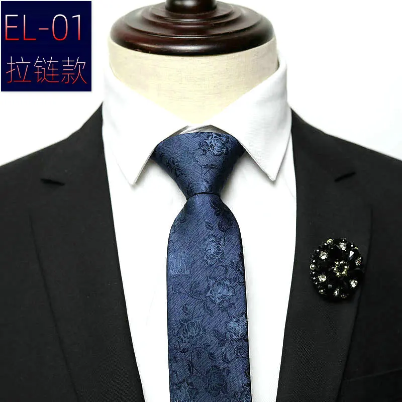 

New stock 1200 needle 6cm zippered tie for convenient tie, formal tie