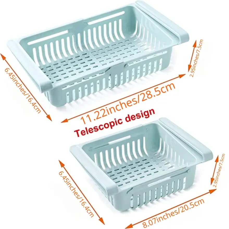 Multi Functional Refrigerator Storage Basket, Retractable Refrigerator Partition Storage Rack, Kitchen Drain