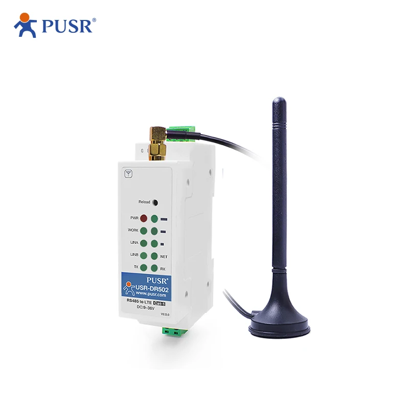USR-DR502-E ヨーロッパ LTE Cat 1 産業用 M2m シリアル RS485 4g Lte Gsm モデムサポート MQTT Iot プラットフォーム