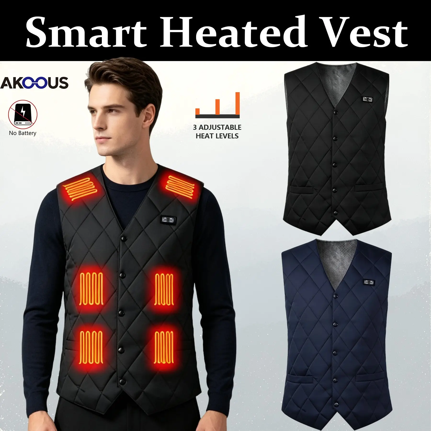 Heated Vest Men Women 16 Heating Zones 3 Adjustable Heat Levels Quilted Heating Gilet Winter Outdoor Warm Waistcoat