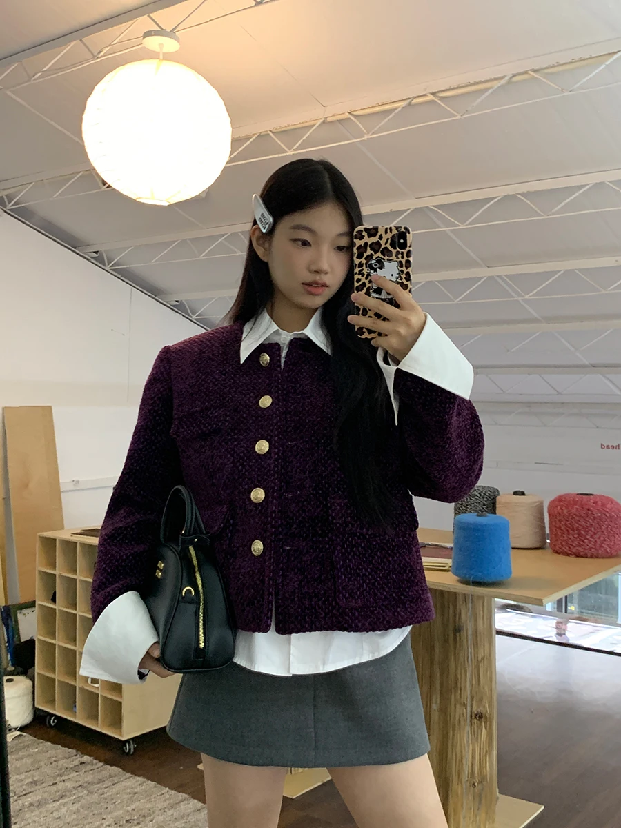 

Уникальная хлопковая куртка G Sle для женщин: повседневный шик, осень-зима, новинка, утепленная, прямой крой, длинный рукав, круглый вырез, без воротника.