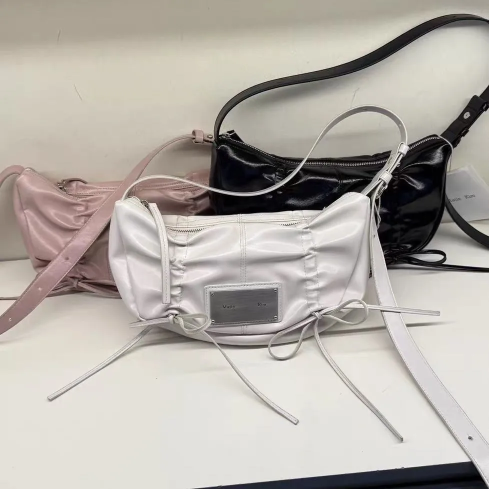 Matin Kim Neue Mode Geraffte Schultertasche mit Kordelzug, Unterarm-Handtasche für Damen – Detail 4