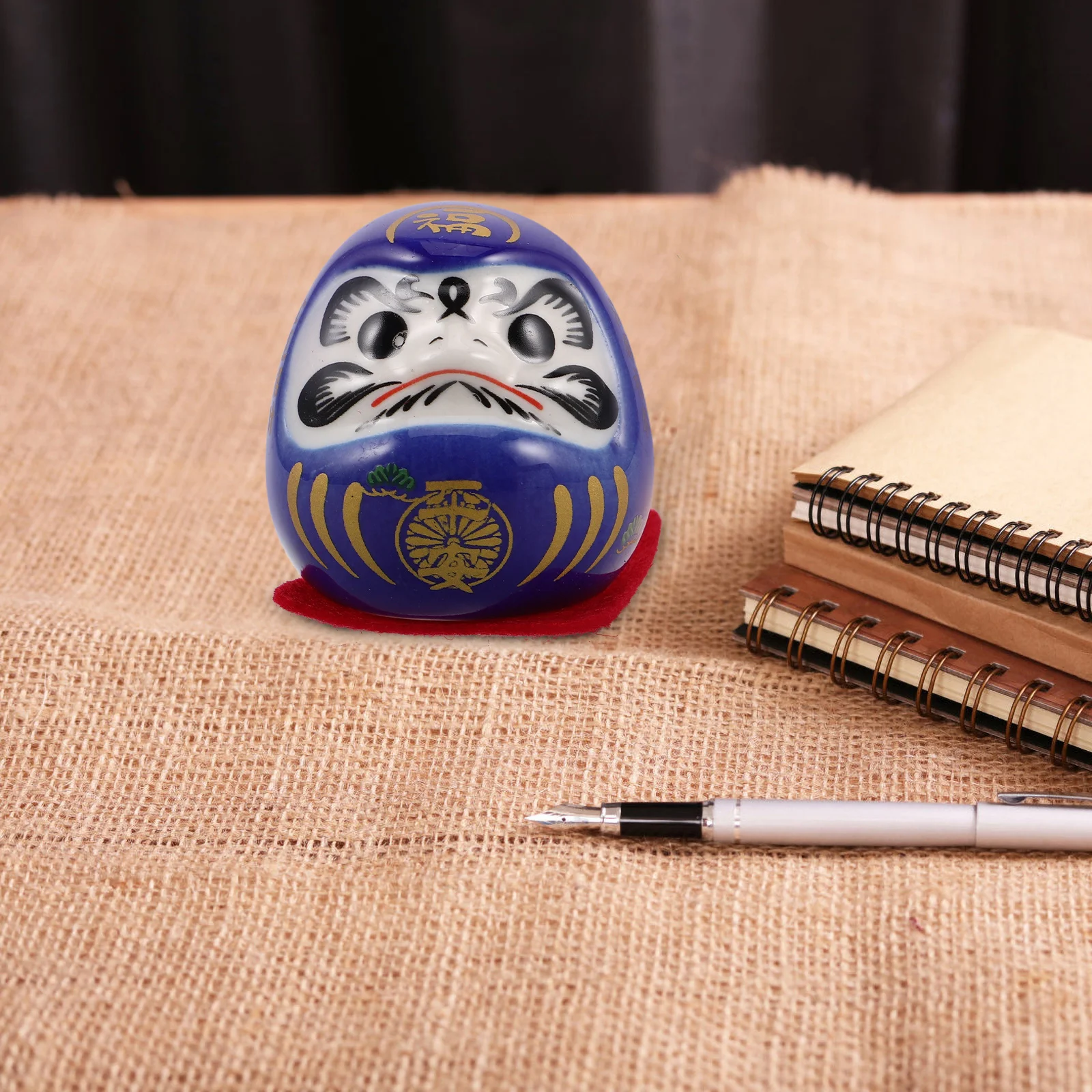 

Japanese Ceramic Dharma Egg Red Mini Good Luck Tumbler Statue Car Dashboard Zen Ornament Prosperity Home Decor