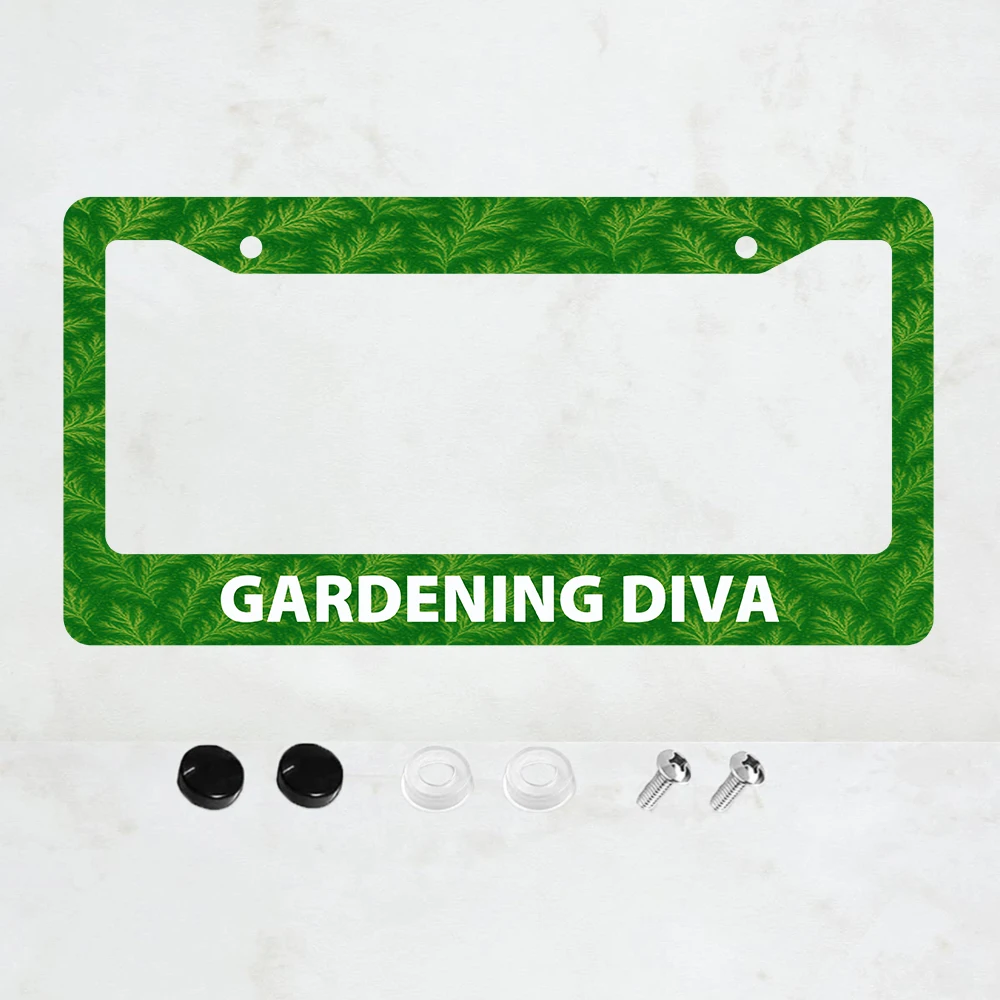 

1 шт. Алюминиевая рамка для номерного знака GARDENING DIVA - стандартный размер США 6 x 12 дюймов, декоративный кронштейн для автомобильного номерного знака, 2 отверстия