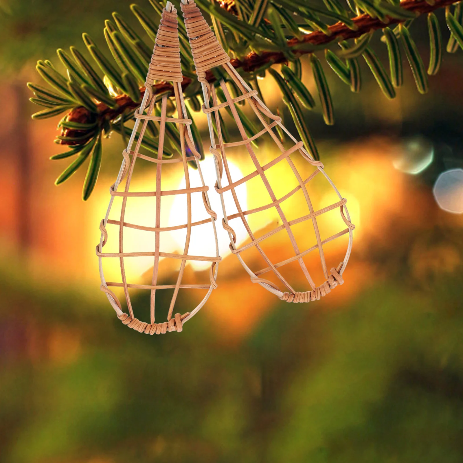 

6Pcs Bamboo Christmas Tree Ornaments Rustic Hanging Decoration Xmas Pendant Party Supplies Festival Holiday Decor