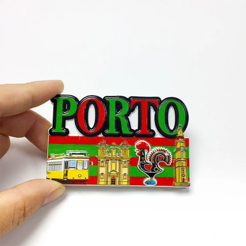 

Cute 3D Resin Portugal Porto Fridge Magnets Home Decor Aimants Frigo Imanes Yellow Tram Barcelos Rooster Landmarks Tower Flag