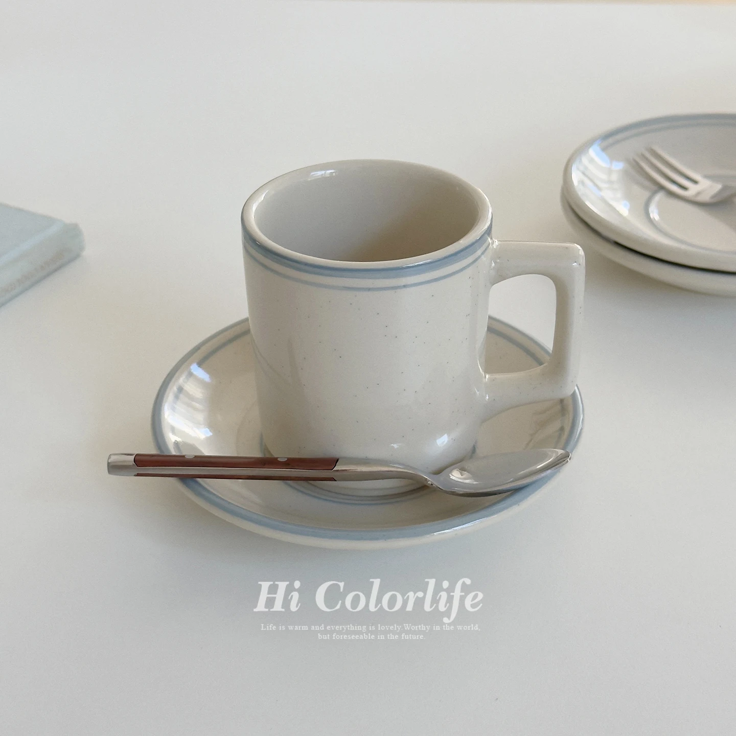 Hand-Painted Ceramic Coffee Cup And Plate Set with Glaze Undercolor High Temperature Resistant Vintage Style Tea Set for Home...