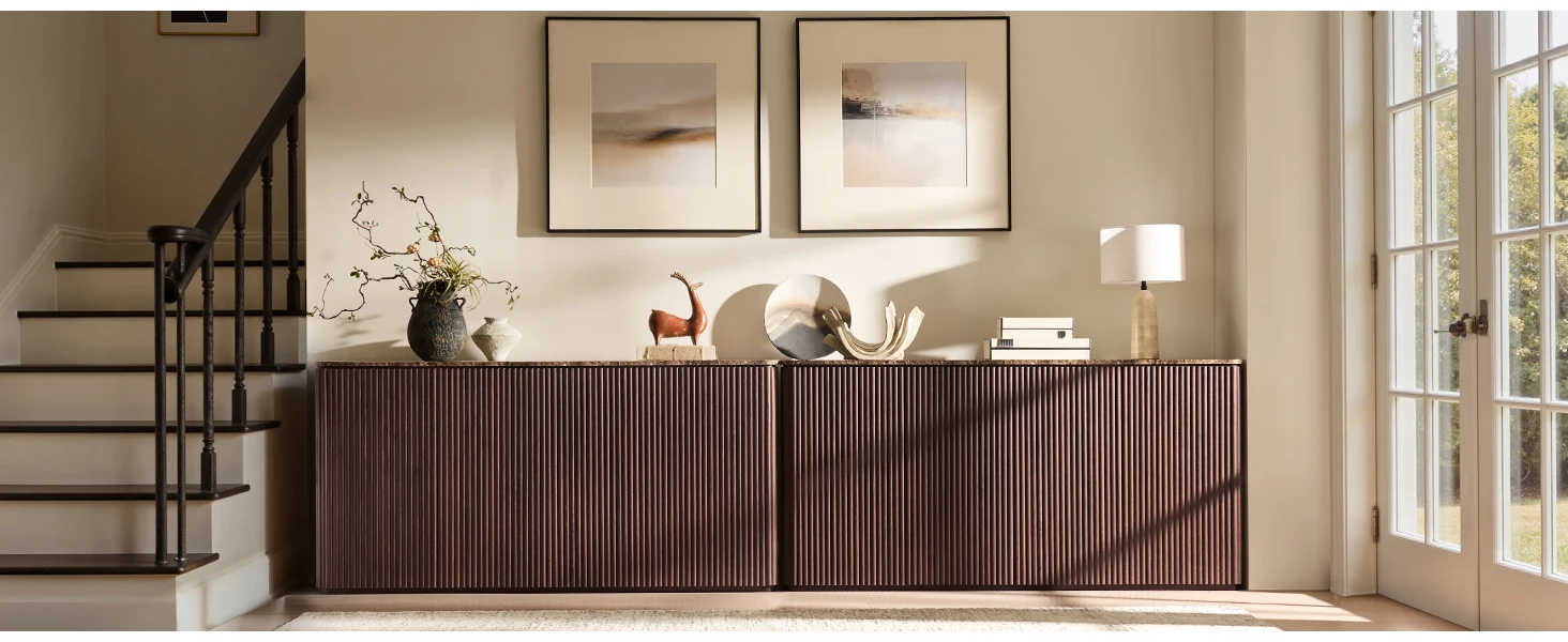 sideboard cabinet with storage fluted console side board buffet cabinet walnut modern credenzas
