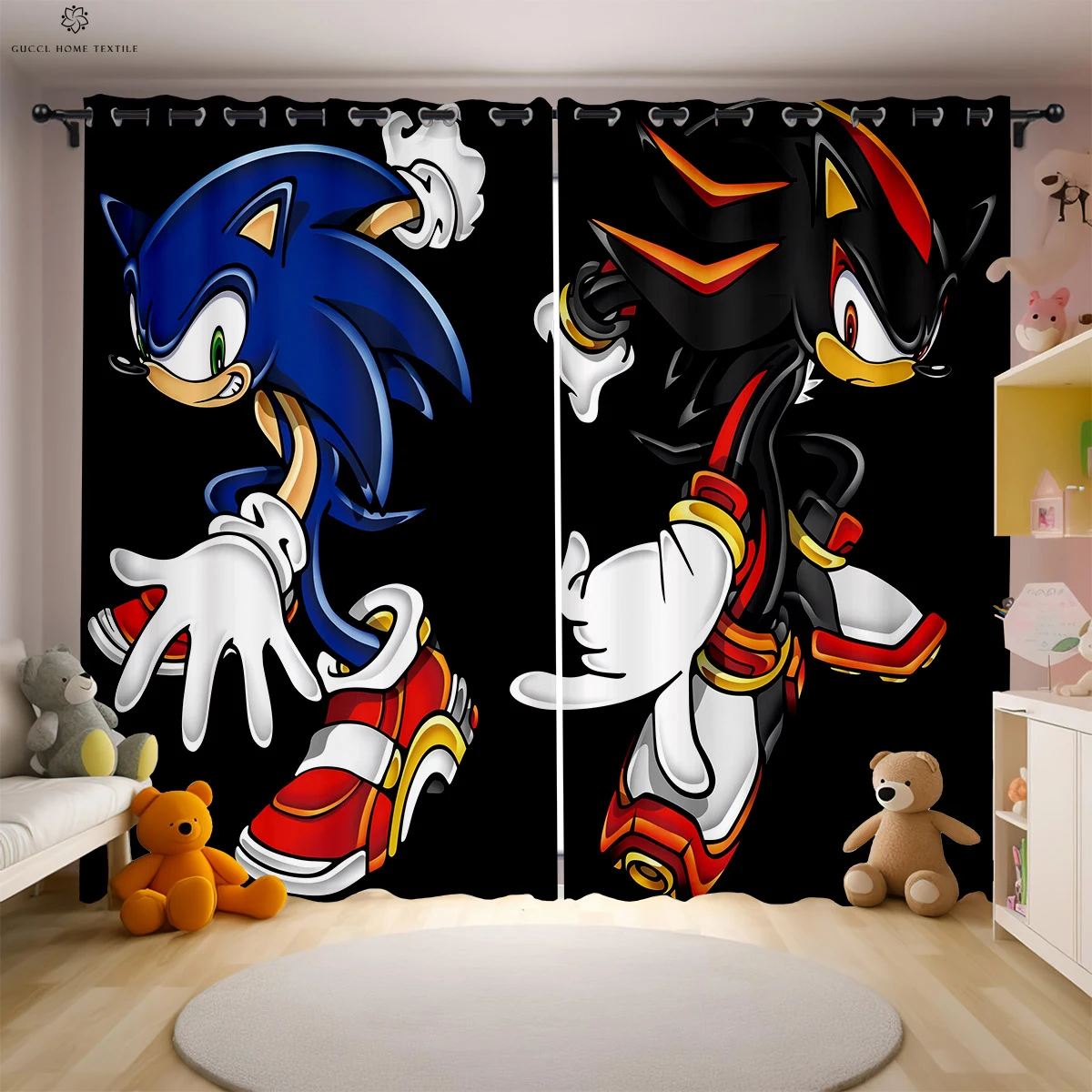 Cartoon Printed Curtains for Kids, Children's Room Decoration, Cute Gifts, Home Decoration, Can Be Customized, 2 Pieces