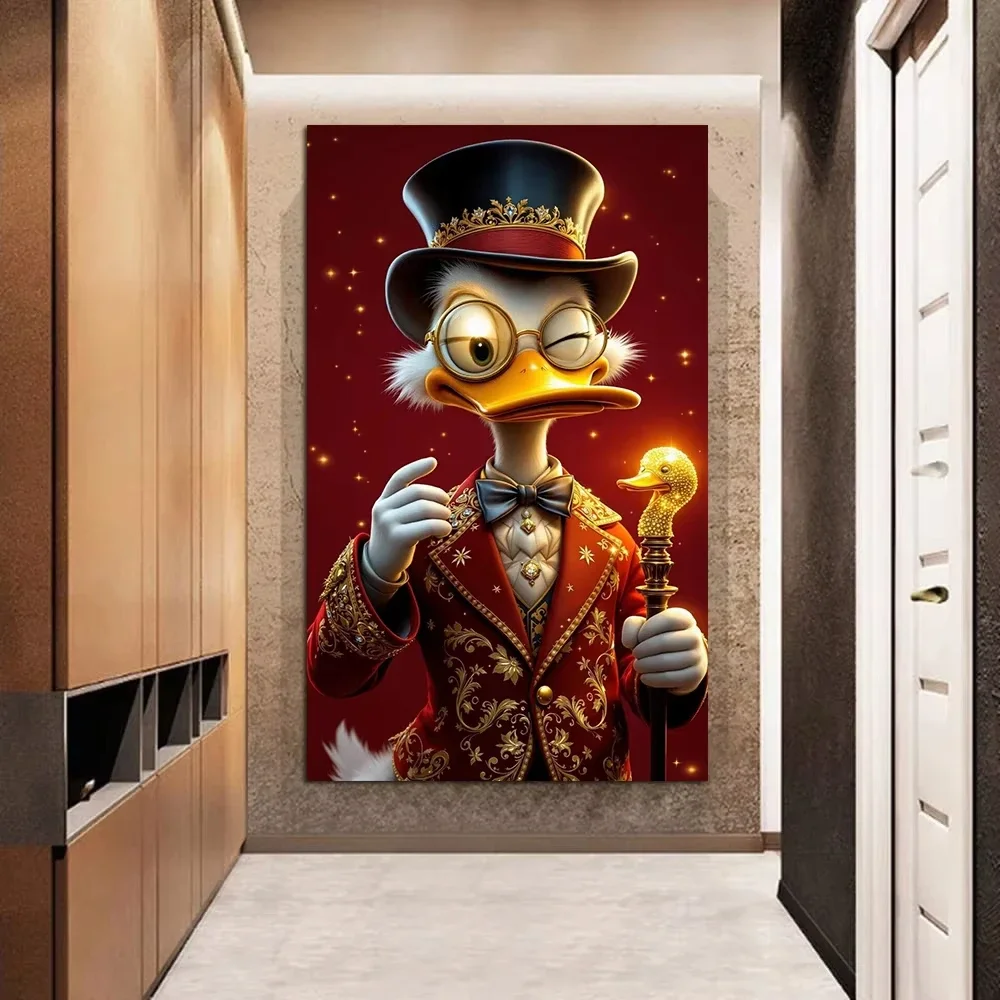 ملصق MINISO Roter Anzug Golden Scepter Dagobert McDuck، Luxus-Wandkunst الحديث، Modebild، Wohnzimmer-Heimdekoration، Leinw #1