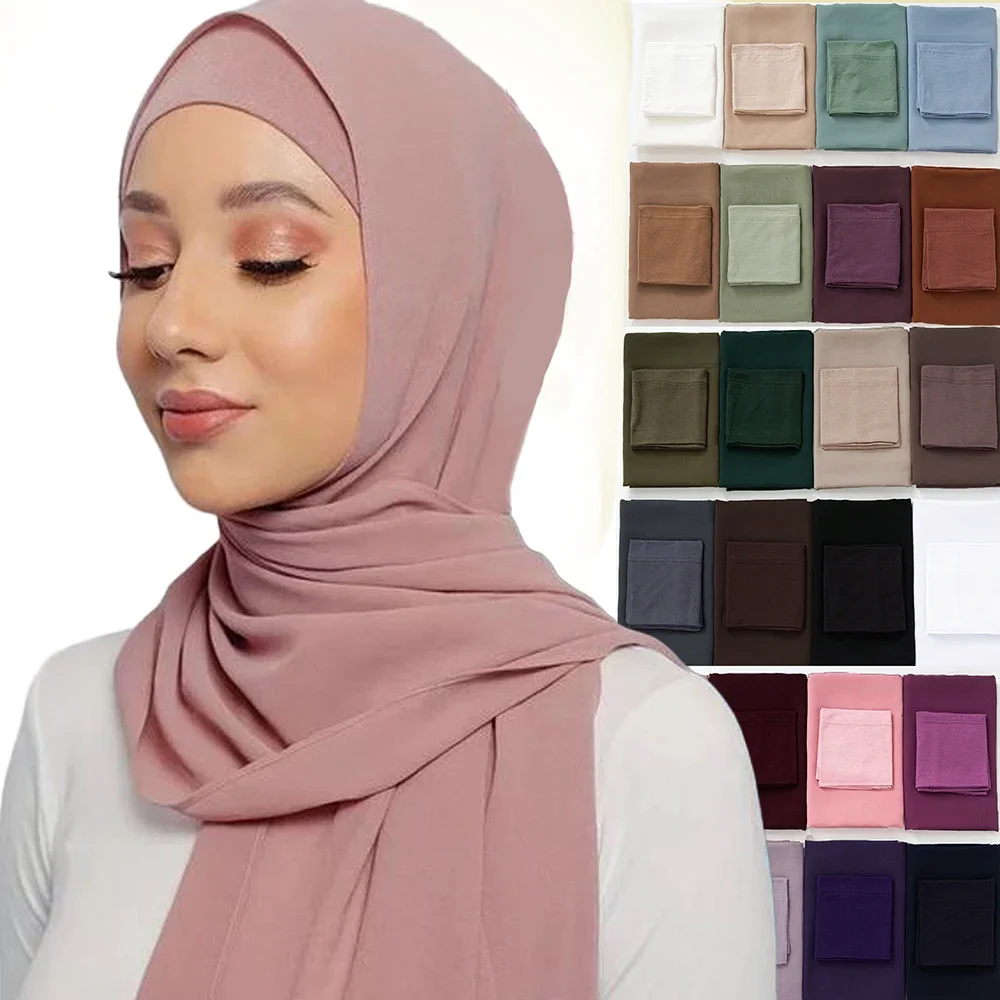 

Breathable Modal Cap and Scarf Set Monochromatic Hijab Chiffon Monochromatic Breathable Comfortable Pearl 2 Pcs