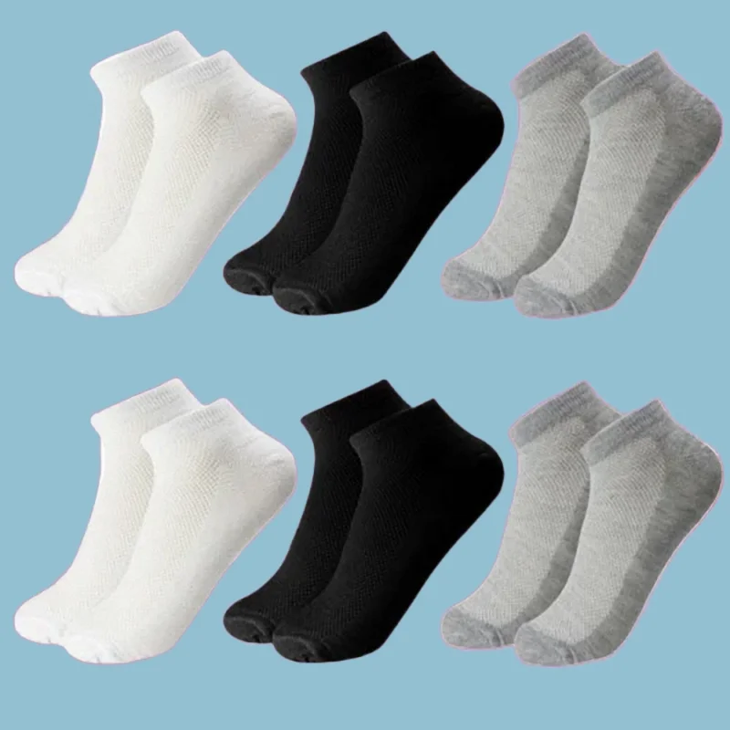 6 Pairs 2024 New High Quality Mesh Elastic Men's Short Socks Solid Color Unisex Ankle Socks Breathable Casual Sports Boat Socks