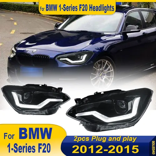 BMW 1 시리즈 F20 2012 2013 2014 2015용 2PC 자동차 헤드라이트 LED 자동차 램프 주간 주행등 다이나믹 방향지시등 액세서리