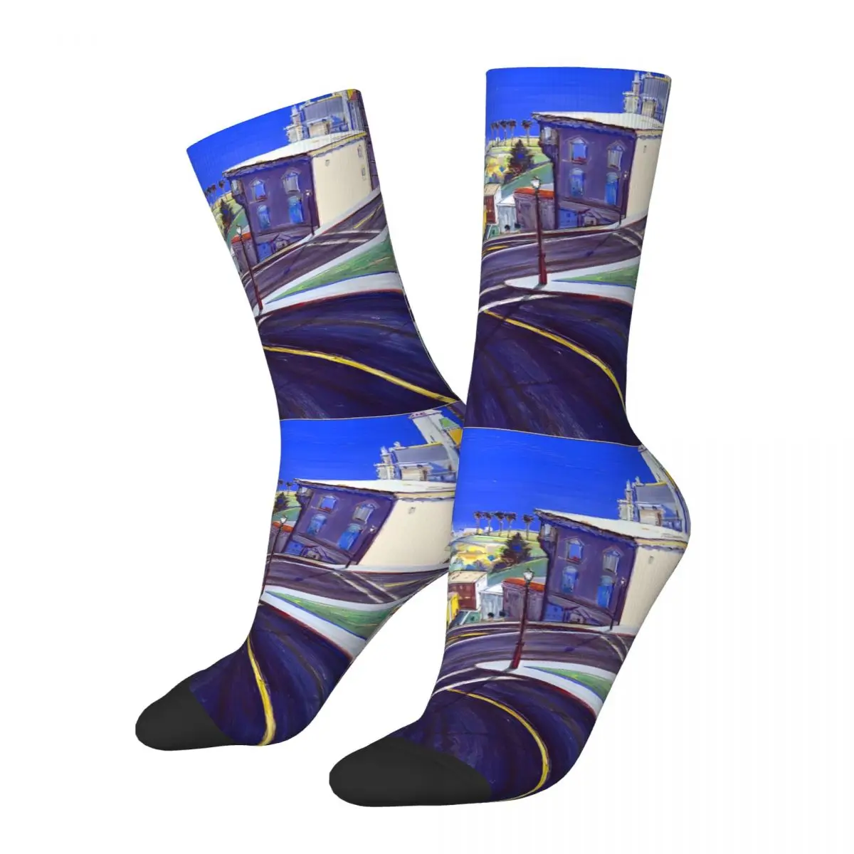 Hip Hop Retro By Wayne Thiebaud Crazy Men's compression Socks Unisex Wayne Thiebaud Harajuku Pattern Printed Novelty Crew Sock