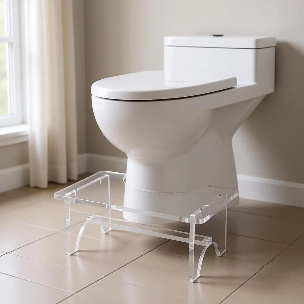 

7-дюймовая прозрачная акриловая подставка для стояния в позе сидя на коленях для взрослых - портативная, нескользящая подставка для туалета в ванной