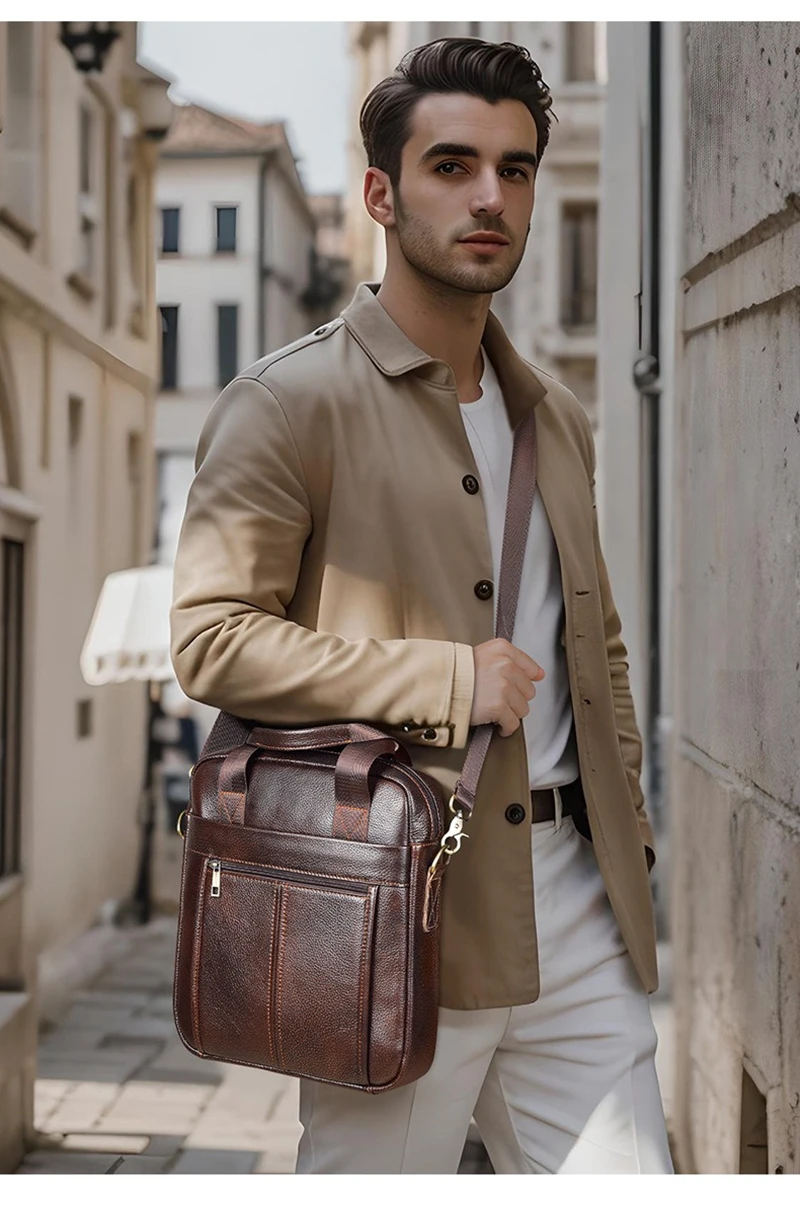 Nesitu vintage preto marrom café couro genuíno 13.3 ''portátil das mulheres dos homens maleta ombro saco do mensageiro m8577