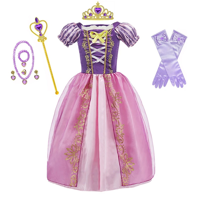 ديزني الأميرة رابونزيل للفتيات زي فيلم متشابكة الاطفال تأثيري كرنفال حفلة فستان عيد الميلاد عيد الميلاد 2-10Yrs #6