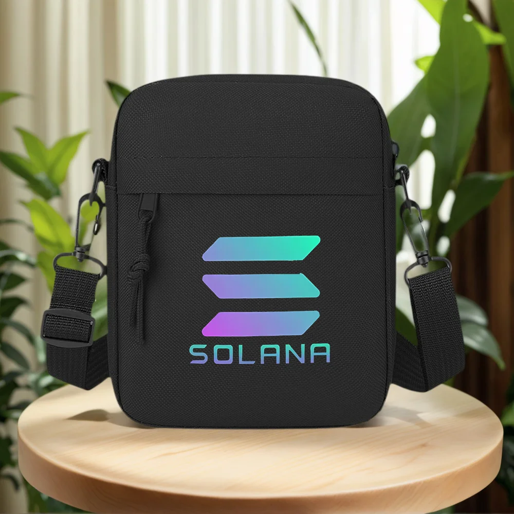Gradient shapes symbol crypto currency Solana  Men Crossbody Bag Single Shoulder Women Cartoon Anime Film Printing Design Unisex