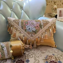 European Luxury Chenille Fabric Jacquard Embroidered Cushion Covers Classic Floral Home Decorative Luxury Pillow Cover Case