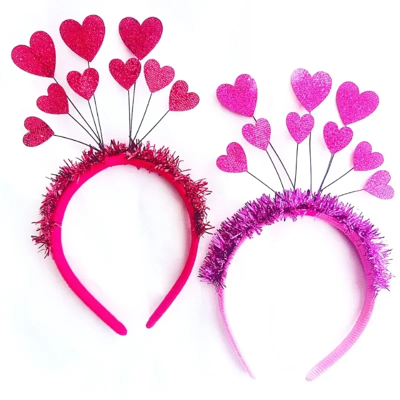 1 pz paillettes Tinsel cuore rosso testa fascia san valentino amore fascia per capelli per il compleanno festa di capodanno regalo Festival di natale