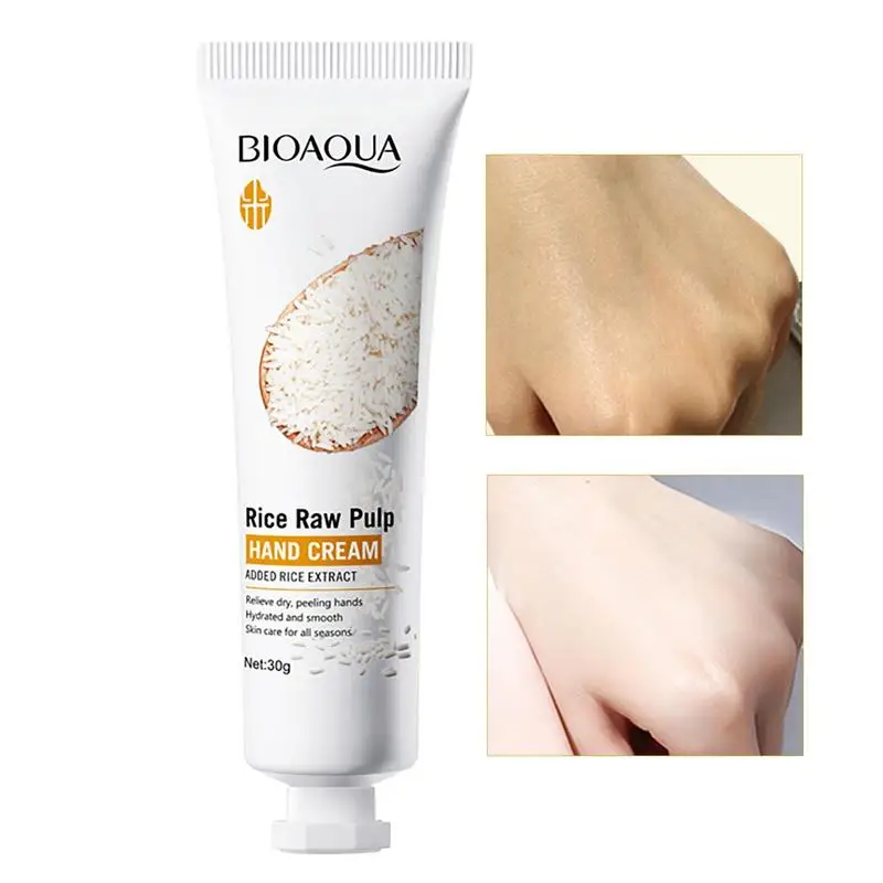 NEW Hand Moisturizer For Dry Cracked Hands Rice Raw Pulp Moisturizing Hand Cream 30g Volumizing & Rejuvenating Hydration Cream