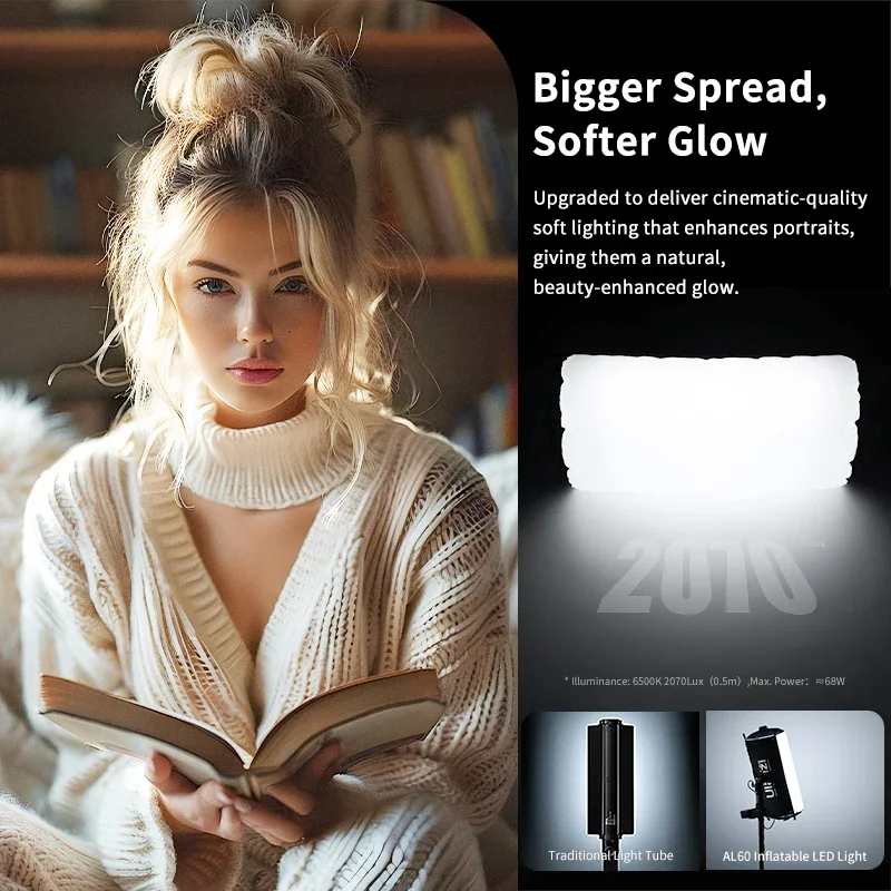 Ulanzi AL60 Inflatable Foldable Air Tube Light LED Light Fill Light 2700-6500K 2070Lux/0.5m with Remote control for Photography