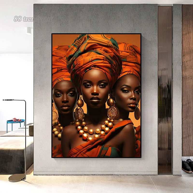 Beautiful African American Woman Canvas Psoters and Prints Sunshine Smiling Girl Pictures Portrait Wall Art Picture Home Decor