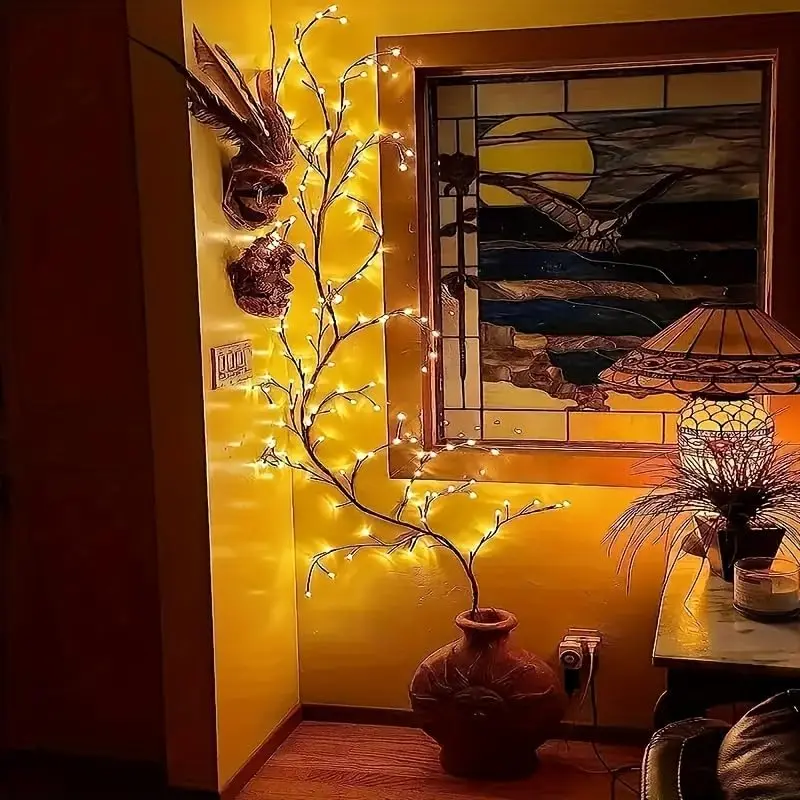 Luces mágicas de vid de sauce montadas en la pared, 8 modos, rama de luz decorativa para dormitorio, boda, Navidad.