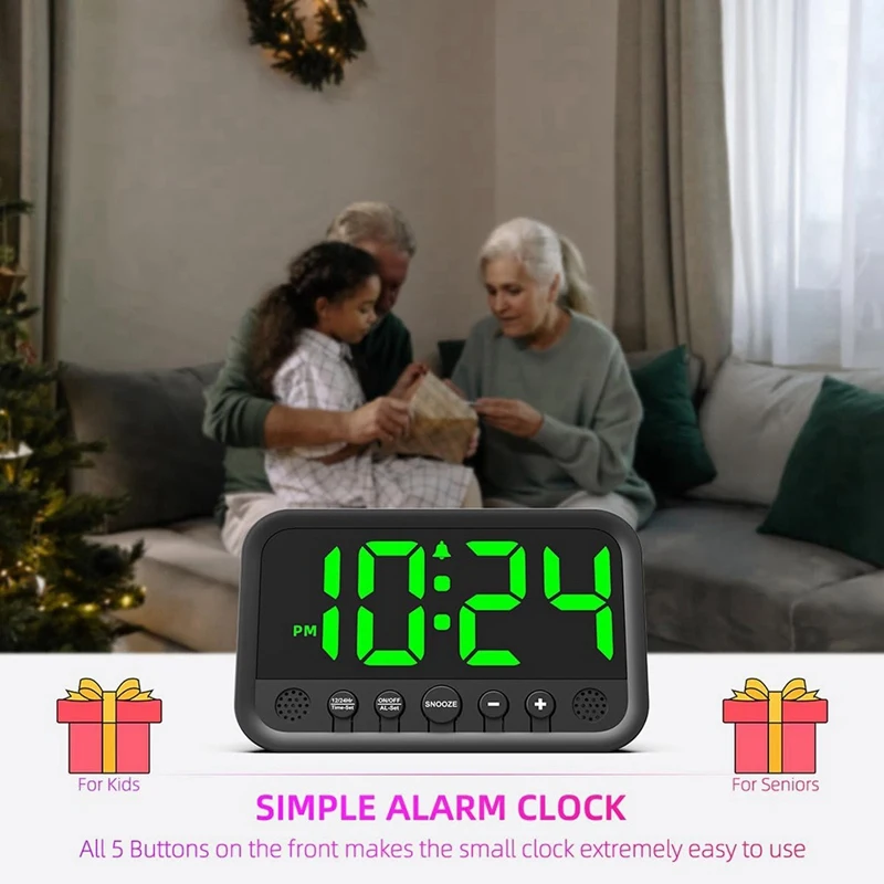 Reloj despertador Digital para dormitorio, despertador ruidoso, reloj de escritorio eléctrico, reloj de mesita de noche con repetición de volumen ajustable