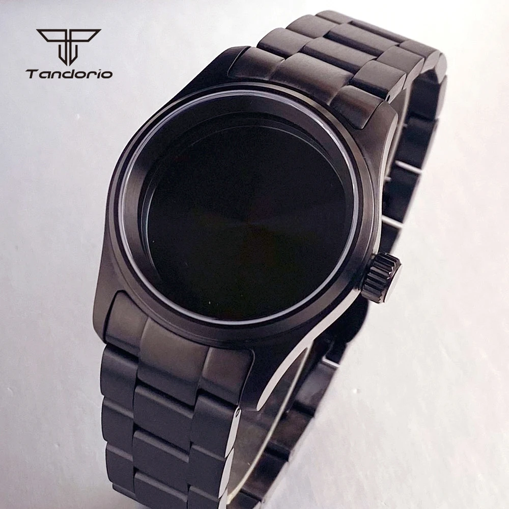 PVD Matt-Schwarz 36mm/39mm Piloten-Uhrengehäuse Passend für NH35 NH36 NH38 ETA2824 PT5000 Saphirglas Taucheruhr Wasserdichtes Armbanduhr-Mod-Teile