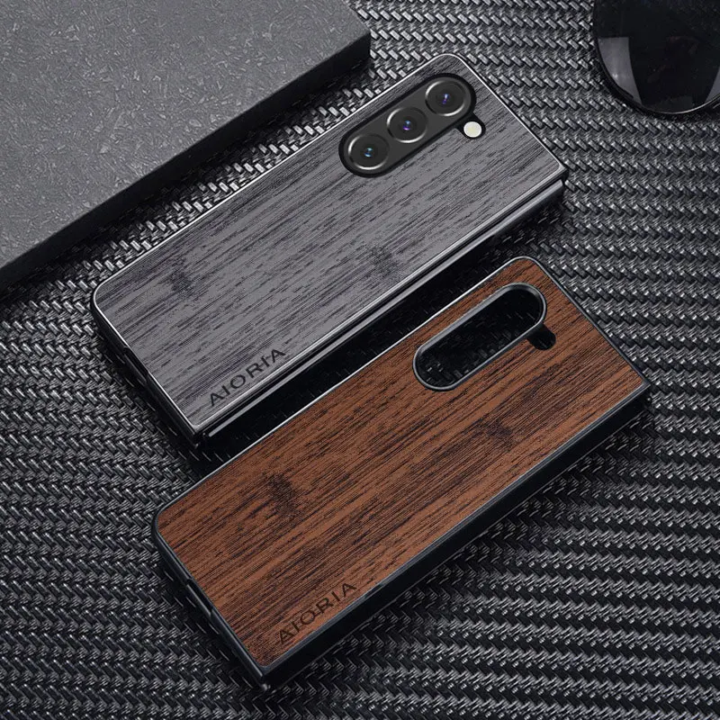 Hülle für Samsung Galaxy Z Fold6 5G Funda Bambus-Holzmuster Leder-Handyhülle Luxus-Coque für Samsung Galaxy Z Fold6 5G Capa