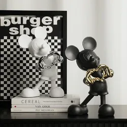 Cartoon Mickey Mouse Statue Resin Heart Shape Gesture Mickey Mouse Sculpture Figurines Fashion Brand Ornaments Office Home Decor